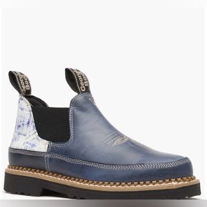 GEORGIA BOOT Women's Boho Navy Romeo Shoe Western Rodeo Pullon Size 7.5